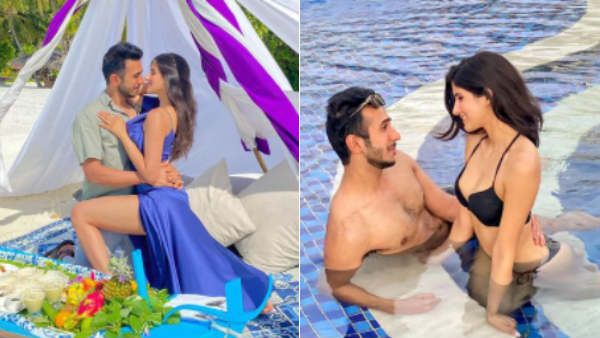 இடுப்பிலே கை.. காதலருடன் நீச்சல் குளத்தில்.. வேற லெவலில் ரொமான்ஸ் பண்ணும் பிரபல நடிகை!