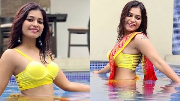 ஸ்லீவ்லெஸ் பிளவுஸுடன் சொட்ட சொட்ட ஸ்விம்மிங் பூலில் பிரபல டிவி நடிகை.. வேற லெவல் கிளாமர்!