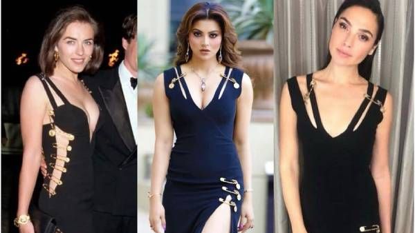 கோல்டன் பின் குத்திய வெர்சேஸ் உடை.. ஹாலிவுட் நடிகைகளுக்கு பிறகு ஊர்வசி தான் போட்டு இருக்காராம்!..