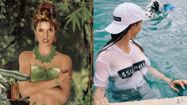 ஒட்டுத் துணியில்லாமல் இலையை வைத்து மறைத்து.. முகத்தை அஷ்ட கோணலாக்கி.. பிரபல நடிகை அட்டகாசம்!