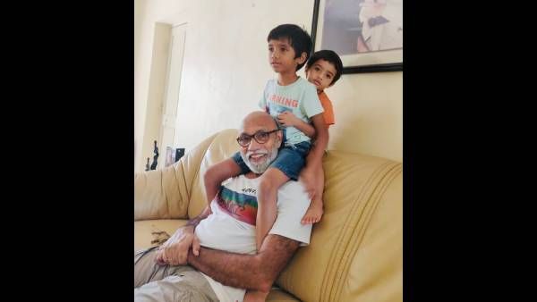 தாத்தாவின் தோள் மீது ஒய்யார ஆட்டம்... பேரக்குழந்தைகளுடன் விளையாடும் சத்யராஜ் !