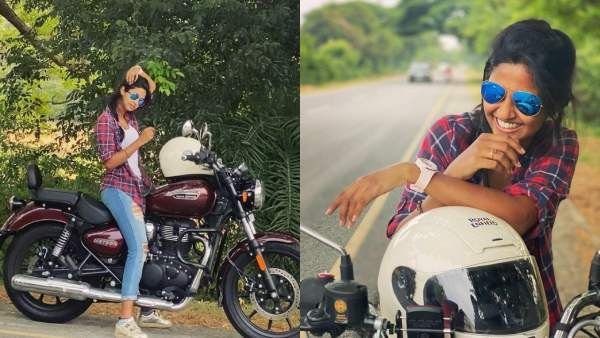 வாங்களேன் புல்லட்ல ஒரு ரைடு போயிட்டு வருவோம்... புல்லட்டில் கெத்தாக ஊர் சுற்றிய கீர்த்தி பாண்டியன்!