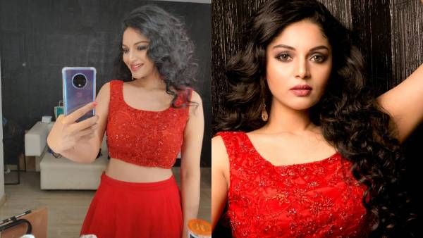 சிவப்பு உடையில்... செம்ம ஹாட்... சனம் ஷெட்டியின் கலக்கல் பிக்ஸ் !