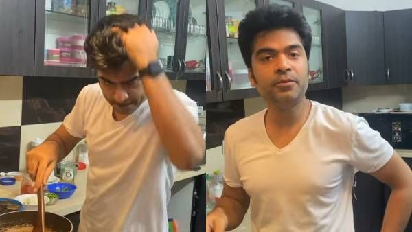 ரஜினி ஸ்டைலில் தலையை கோதி விட்டு... நண்பர்களுக்கு சமைத்துப் போட்ட சிம்பு!