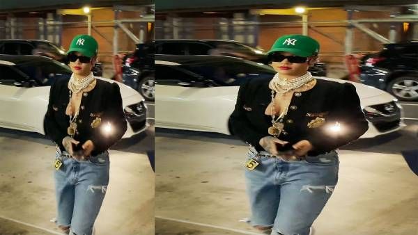 கோடீஸ்வரியா இருந்தா இப்படியா? கழுத்து நிறைய முத்துக்களுடன் ஓப்பன் ஜாக்கெட்டில் கடைக்கு போன ரிஹானா!