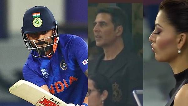 இந்திய கிரிக்கெட் வீரர்களை மைதானத்தில் உற்சாகப்படுத்திய ஊர்வசி ரவுத்தேலா, அக்ஷய் குமார்!