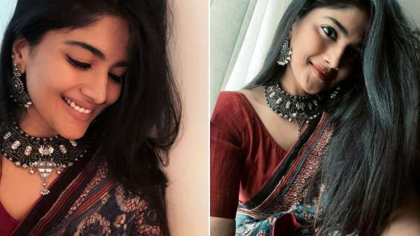 துளிக்கூட மேக்கப் இல்லாமல் சேலையில் மனதை வருடும் மேகா ஆகாஷ்!