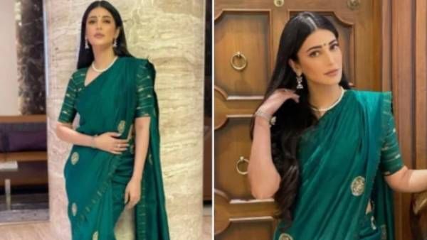 ப்பா.. மரகத பச்சை நிற புடவையில் ஜொலிக்கும் சுருதிஹாசன்.. அதன் விலை எவ்வளவு தெரியுமா?