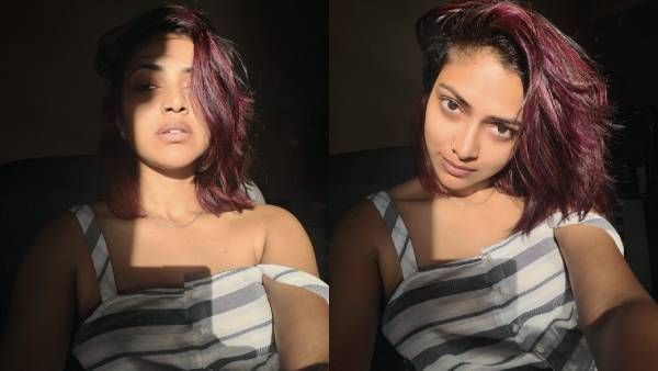 ஹேர் கலரிங், ரிங் மூக்குத்தி வித்தியாசமான லுக்கில் நடிகை அமலாபால்!