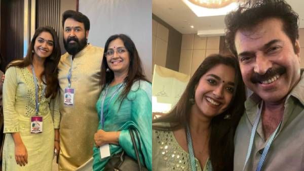 புன்னகை என்ன விலை? லாலேட்டன், மம்மூக்காவுடன் புகைப்படம் எடுத்து மகிழ்ந்த கீர்த்தி!