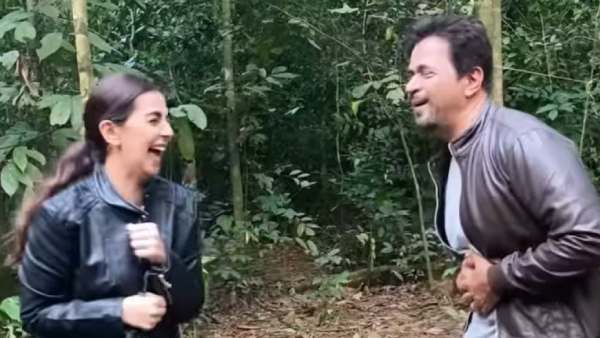 அர்ஜுன் வயிற்றில் பாக்ஸிங் செய்து பழகும் நிக்கி கல்ராணி.. இது வேற லெவல் சண்டை!