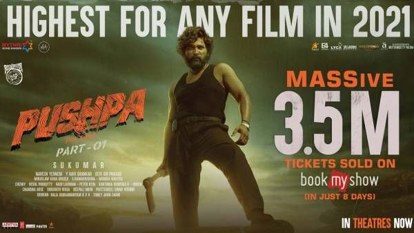 8 நாட்களில் புக் மை ஷோவில் மட்டும் 3.5 மில்லியன் டிக்கெட்டுகள் விற்பனை... அதிரடி புஷ்பா படம்