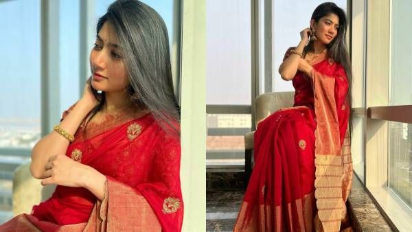 சிகப்பு சேலையில் மஹாலட்சுமி போல மின்னும் சாய் பல்லவி... குவியும் லைக்ஸ்!