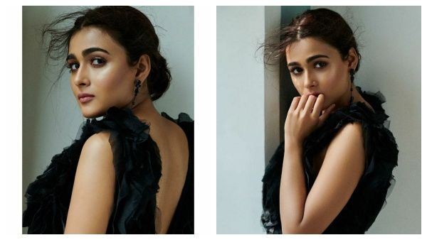 கருப்பு உடையில் கன்னா பின்னா அழகில் அர்ஜுன் ரெட்டி ஹீரோயின்.. வைரலாகும் புகைப்படங்கள்!