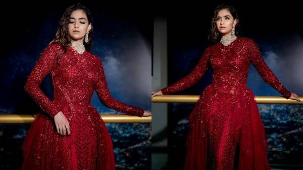 சிகப்பு உடையில் ஜொலிக்கும் கீர்த்தி சுரேஷ்!