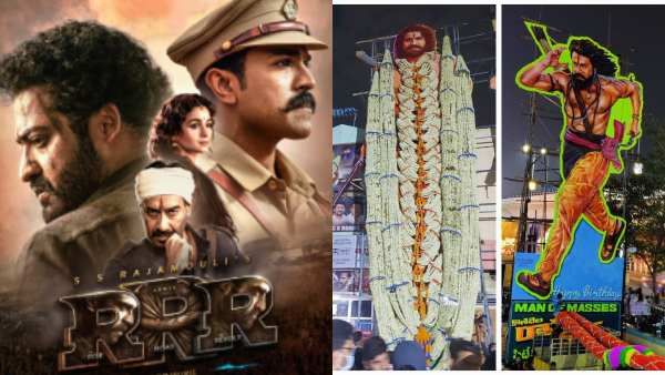 மிகப்பெரிய கட் அவுட்கள்.. மலர் அலங்காரங்கள்.. பட்டாசு வெடிக்க.. RRR FDFS-ஐ கொண்டாடிய ரசிகர்கள்!