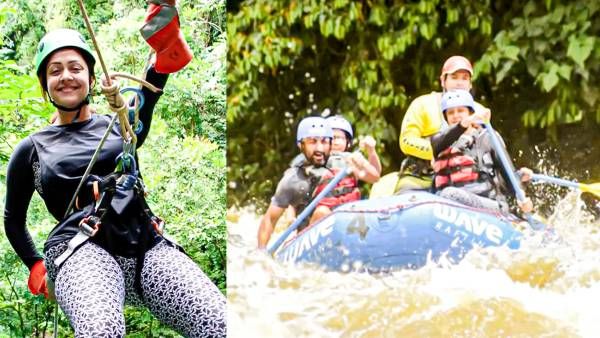 சூர்யா - ஜோதிகாவின் சாகச சுற்றுலா.. ரோப் கயிற்றில் ஜோ எப்படி தொங்கிட்டுப் போறாங்க பாருங்க!