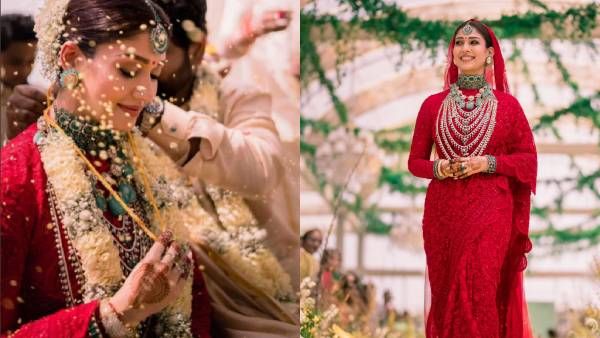 திருமண புடவையில் தேவதையாய் ஜொலித்த நயன்.. கைய கவனிச்சீங்களா? வெளியானது திருமண புகைப்படம் !