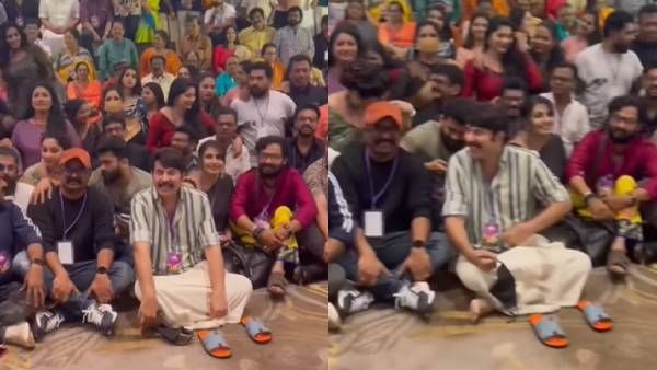 70 வயதிலும் மாறாத எளிமை.. சக நடிகர்களுடன் தரையில் அமர்ந்த மம்மூட்டி.. டிரெண்டாகும் வீடியோ!