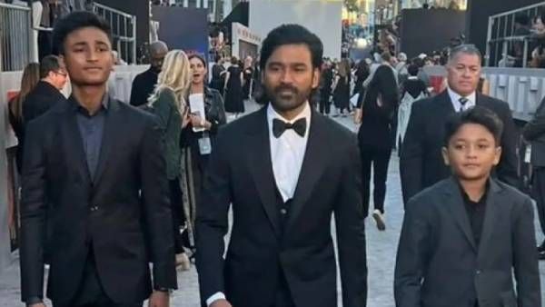 கண்ணு பட போகுது...தி கிரே மேன் ப்ரீமியருக்கு மகன்களுடன் வந்த தனுஷ்...தீயாய் பரவும் போட்டோ