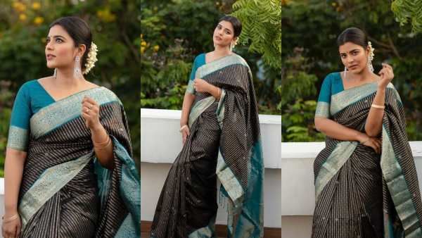 பட்டுப்புடவை..தலையில் மல்லிப்பூ..ஐஸ்வர்யா ராஜேஷ் முகத்தில் பூரிப்பு..என்ன விஷயமா இருக்கும்?