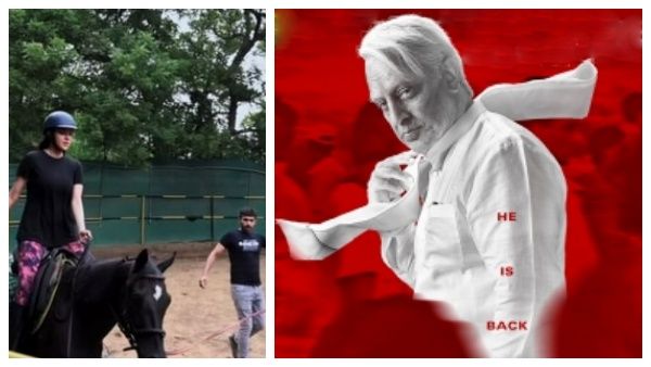 இந்தியன் 2 படப்பிடிப்பில் காஜல் அகர்வால்: குதிரையில் கெத்தாக ரீ-என்ட்ரி கொடுத்து அசத்தல்