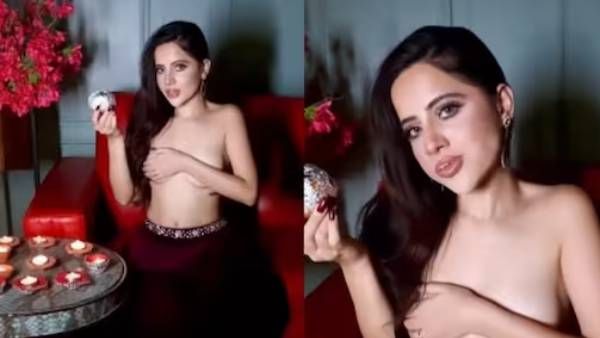 டாப்லெஸ் போஸில் தீபாவளி லட்டு சாப்பிடும் பிரபல நடிகை.. ஷாக்கான ரசிகர்கள்.. குவியும் கண்டனங்கள்!