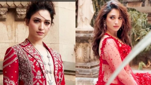 விதவிதமான போஸ்.. சிவப்பு நிற தீமில் அசத்திய தமன்னா!