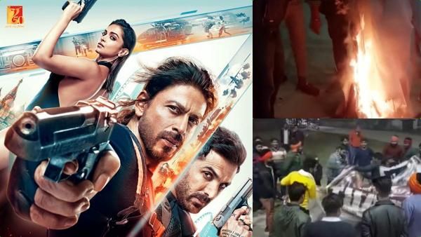 ஷாருக்கானின் பதான் வெளியாக எதிர்ப்பு... போஸ்டர்களை தீ வைத்து கொளுத்தி போராட்டம்...