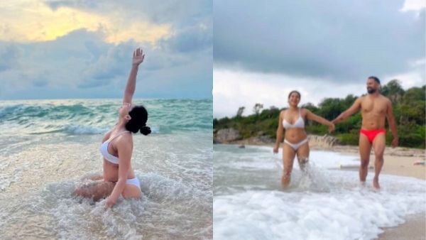 கர்ப்ப வயிற்றுடன் கடலில் குளிக்கும் பூஜா ராமசந்திரன்.. பிகினி உடையில் இப்படியா போஸ் கொடுப்பாங்க!