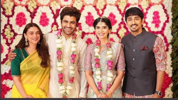 சர்வானந்த் நிச்சயதார்த்தத்தில் ஜோடியாக பங்கேற்ற சித்தார்த் - அதிதி ராவ்!