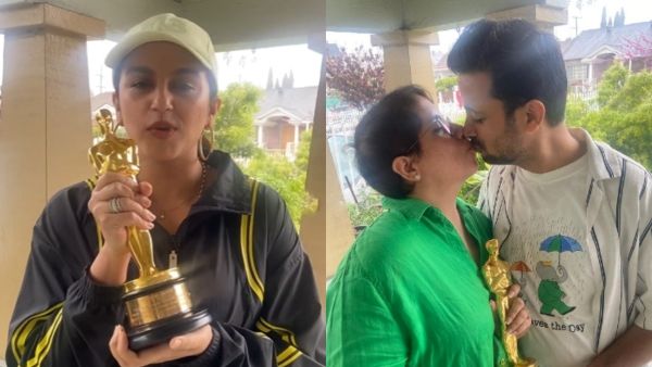 அஜித் ஹீரோயின் கையில் ஆஸ்கர்..முதுமலை யானைகள் ஆவணப் படத்தை தயாரித்த குனீத் மோங்கா கொடுத்த லிப் லாக்!