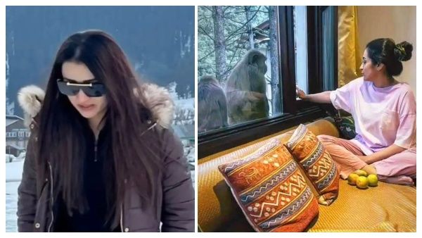 காஷ்மீரில் குரங்குகளுக்கு பழம் கொடுக்கும் லியோ பட நடிகை.. த்ரிஷா காஷ்மீர் டயரீஸ்!