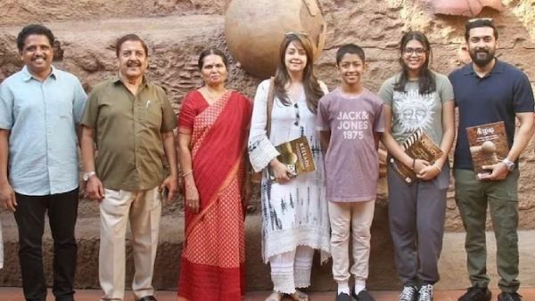 கீழடி தொல்லியல் அருங்காட்சியகத்தை பார்வையிட்ட சூர்யா குடும்பத்தினர்