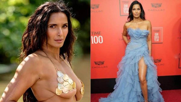 Padma Lakshmi bikini: 52 வயதிலும் ஹாட் மாடல்.. கோல்டு காயின் டிசைனில் மினி பிகினி உடை.. செம ஹாட்!