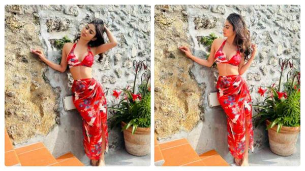 Mouni Roy : தகதகன்னு ரெட் ஆப்பிள் போல மாறிய மௌனி ராய்.. பிகினியில் தாராள கவர்ச்சி!