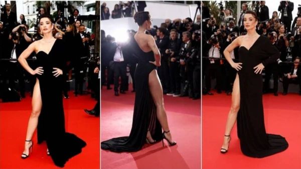 Cannes 2023: கேன்ஸ் விழாவில் கவர்ச்சியில் பற்ற வைத்த எமி ஜாக்சன்... இது என்ன மாடல் கவுன்?