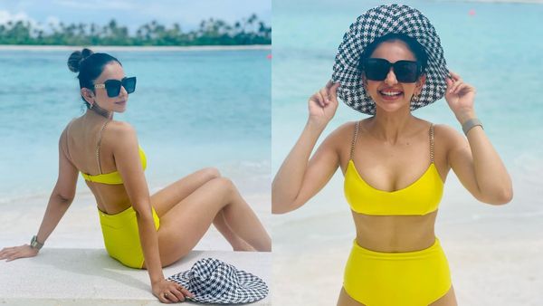 Rakul Preet Singh Bikini: மாலத்தீவில் மஞ்சள் பிகினியில்.. மஜா பண்ணும் ரகுல் ப்ரீத் சிங்.. செம ஹாட்!