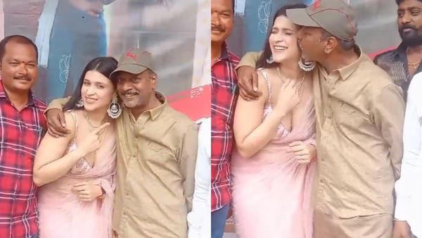 நடிகையை பார்த்ததும் பாய்ந்த இயக்குநர்.. டீசர் வெளியீட்டு விழாவில் நச்சு நச்சுனு முத்தம்!