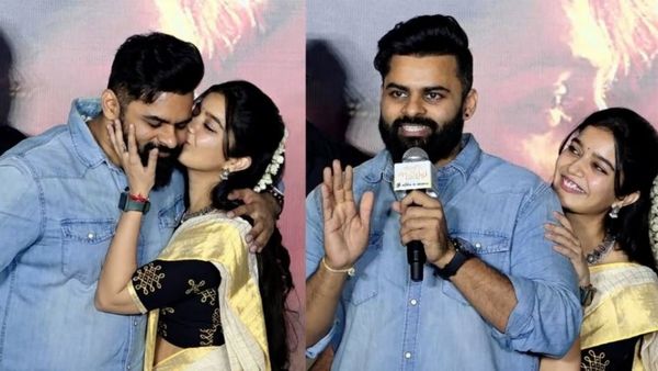 ஏற்கனவே விவாகரத்து சர்ச்சை.. நடிகருக்கு மேடையில் நச்சுனு முத்தம் கொடுத்த சுப்புரமணியபுரம் நடிகை!