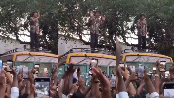 Actor Vijay: தொடர்ந்து ரசிகர்களை சந்தித்துவரும் விஜய்.. இந்தமுறை கேரவன்மேல ஏறி போஸ்!