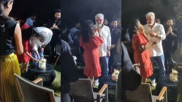 ஆசையாக தோளில் கை வைத்து ஷாலினிக்கு கேக் ஊட்டிவிட்ட அஜித்.. டிரெண்டாகும் வீடியோ!