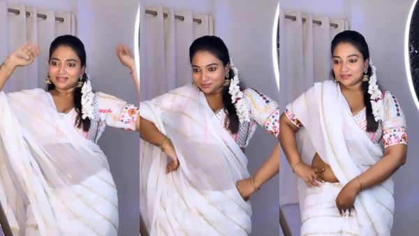 ”தாவணி நழுவினால் இதயமும் நழுவுதே”.. சேலையில வீடு கட்டும் சூர்ய பிரபா.. செம டான்ஸ் பாருங்க!