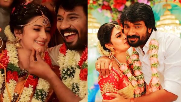 கைகள் கோர்த்து.. நெற்றியில் முத்தமிட்டு.. சிறப்பாக நடந்த வெற்றி வசந்த் - வைஷ்ணவி திருமணம்!