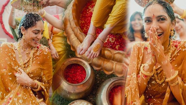 Sobhita Dhulipala: கல்யாண குஷியில் சோபிதா துலிபாலா.. இணையத்தைக் கலக்கும் நலங்கு போட்டோஸ்!