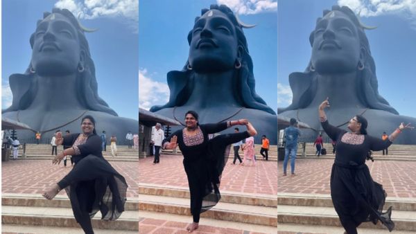 ஒளிர்விடும் எம் தேசனே.. மகா சிவராத்திரிக்கு ஆதி யோகி சிலைக்கு முன் இந்திரஜா சங்கர் செம போஸ்!