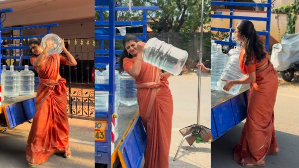 குட்டியானை வண்டியை ஓட்டிக்கிட்டு.. வாட்டர் கேன் போடுறாரே பிக் பாஸ் கேப்ரில்லா.. அதுவும் சேலையணிந்து!