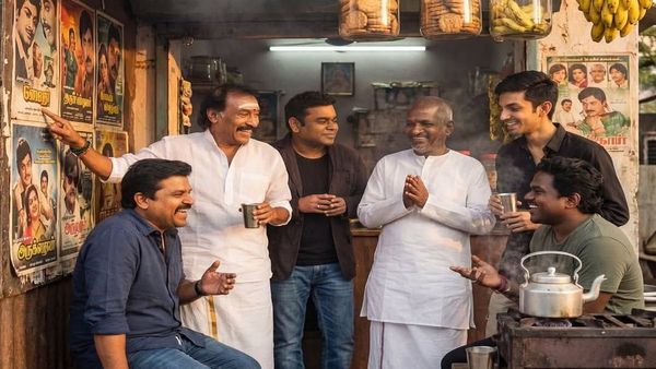 நடிகர்கள்தான் ஒன்னா போவாங்களா?.. நாங்களும் போவோம்.. ஒரே டீ கடையில் இசையமைப்பாளர்கள்.. கலக்கும் ஏஐ