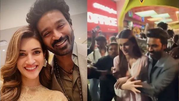 தியேட்டரில் ரவுண்டு கட்டிய ரசிகர்கள்.. நடிகை கீர்த்தி சனோனை கட்டிப்பிடித்து காப்பாற்றிய தனுஷ்..