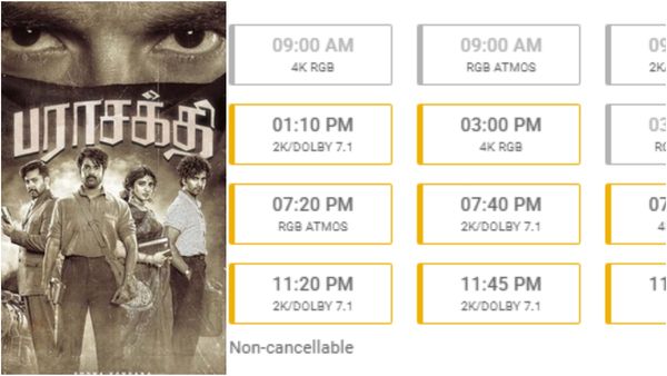 SOLD OUT: மொத்தமாய் தூக்கி சாப்பிட்ட 'பராசக்தி'! சென்னை தியேட்டர்களில் ஹவுஸ் ஃபுல்!